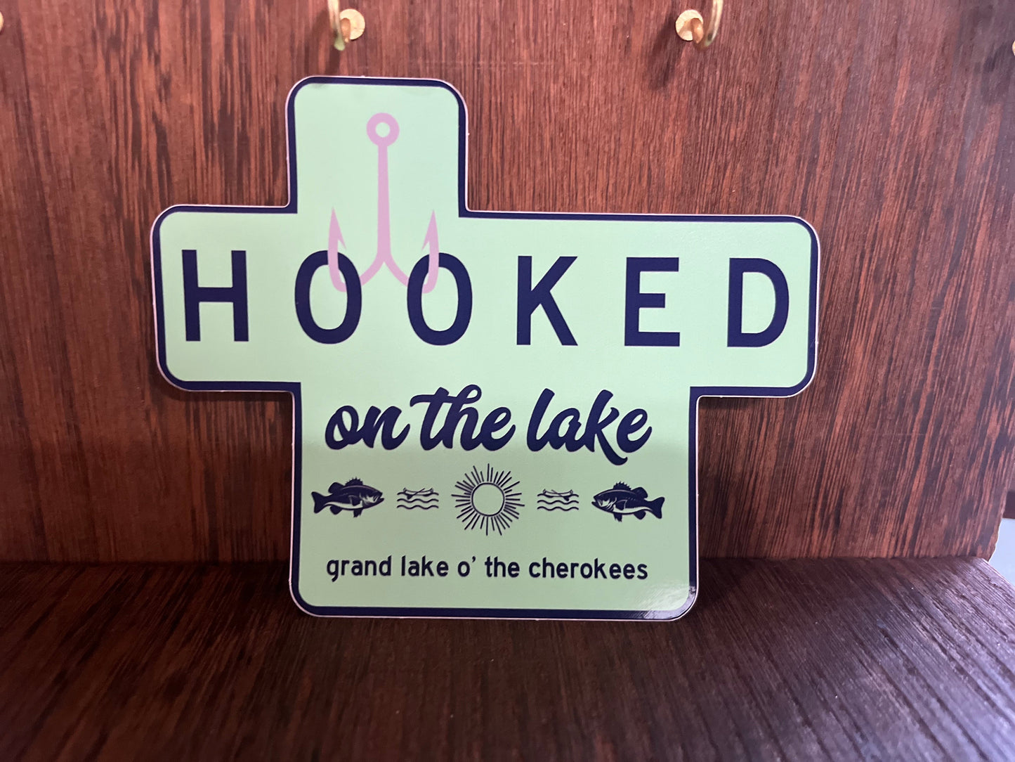 Hooked on the Lake Water's Edge Grand Lake Sticker